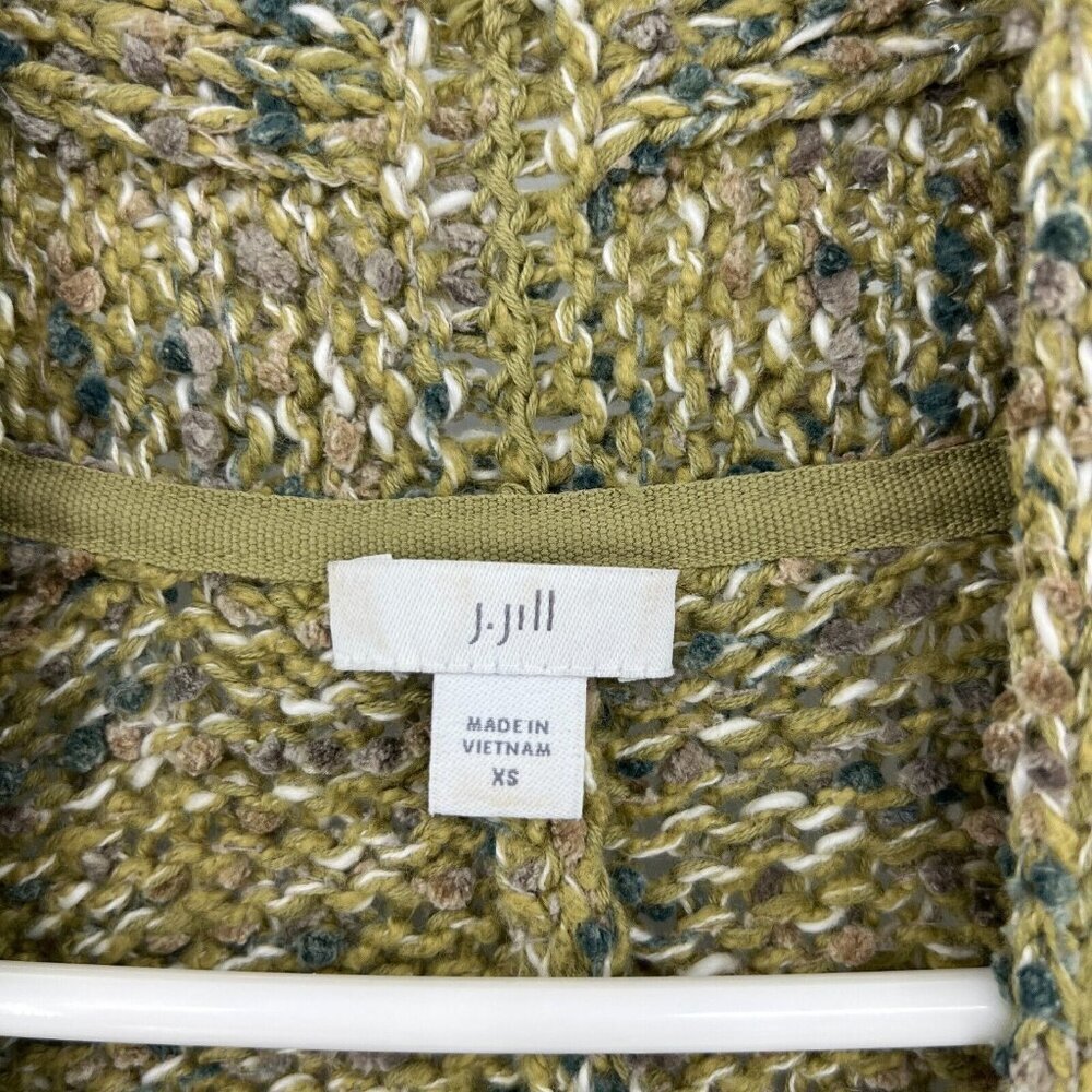 J.Jill Green Chunky Knit Open Front Cardigan Womens XS Oversized - Picture 2 of 4